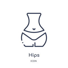 hips icon from people outline collection. Thin line hips icon isolated on white background.