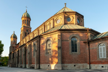 Jeondong Catholic Church, a historic site built in combination of Byzantine and Romanesque architectural styles located near Jeonju Hanok Village in city of Jeonju, South Korea