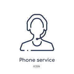 phone service icon from people outline collection. Thin line phone service icon isolated on white background.