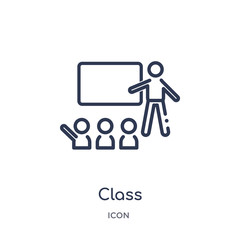 class icon from people outline collection. Thin line class icon isolated on white background.