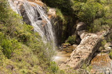 Fototapeta na wymiar stone waterfall in forest