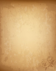Old Vintage Paper Blank with Rose Flower Pattern