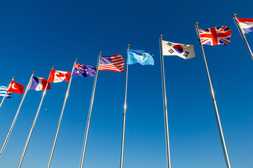 Flags flying in the wind