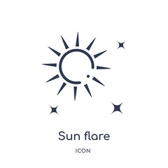 sun flare icon from nature outline collection. Thin line sun flare icon isolated on white background.