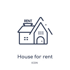 house for rent icon from nature outline collection. Thin line house for rent icon isolated on white background.