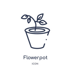 flowerpot icon from nature outline collection. Thin line flowerpot icon isolated on white background.