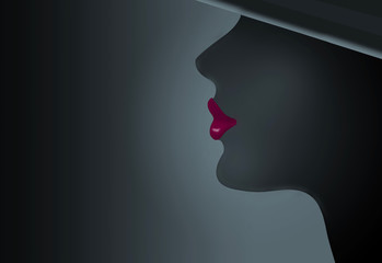 Lipstick if the theme of this illustration of a girls face emphasizing the lips.