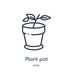 plant pot icon from nature outline collection. Thin line plant pot icon isolated on white background.
