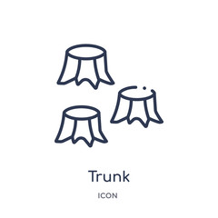 trunk icon from nature outline collection. Thin line trunk icon isolated on white background.