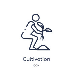 cultivation icon from nature outline collection. Thin line cultivation icon isolated on white background.
