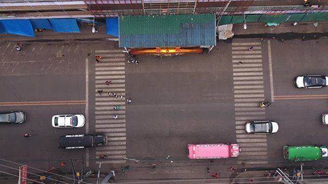 Colorful Aerial View Of A Busy Street In The Philippines