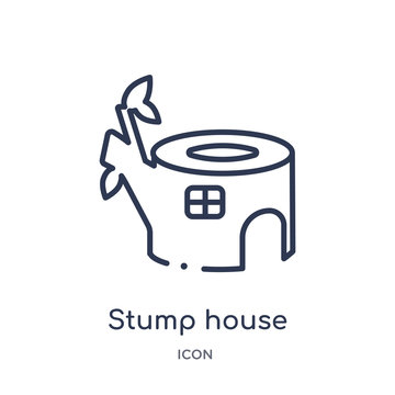 stump house icon from nature outline collection. Thin line stump house icon isolated on white background.