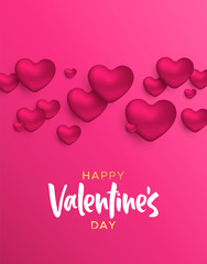 Valentines Day pink heart shape love concept card