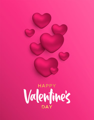 Valentines Day pink heart shape love concept card