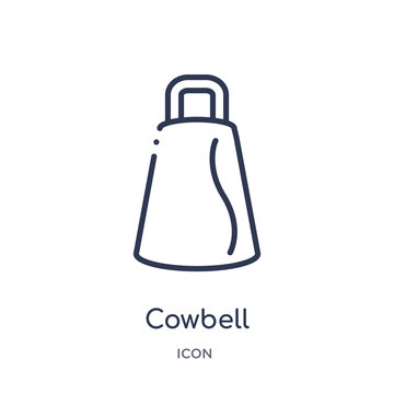 cowbell icon from music and multimedia outline collection. Thin line cowbell icon isolated on white background.