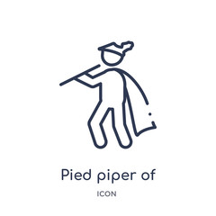 pied piper of hamelin icon from music outline collection. Thin line pied piper of hamelin icon isolated on white background.