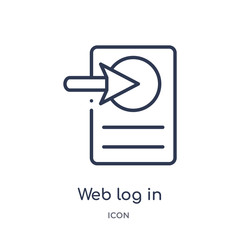 web log in icon from multimedia outline collection. Thin line web log in icon isolated on white background.