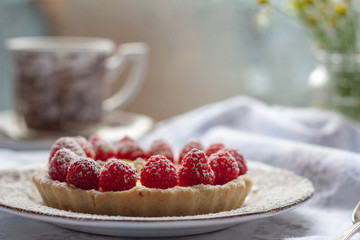 cake with raspberries
