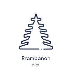 prambanan icon from monuments outline collection. Thin line prambanan icon isolated on white background.