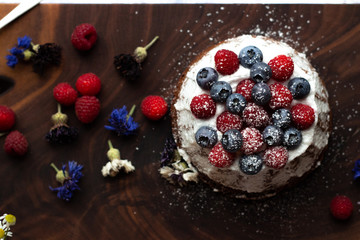 cake with berries