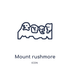 mount rushmore icon from monuments outline collection. Thin line mount rushmore icon isolated on white background.