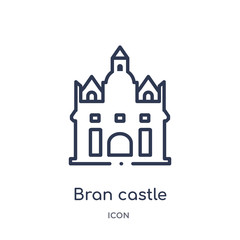 bran castle icon from monuments outline collection. Thin line bran castle icon isolated on white background.