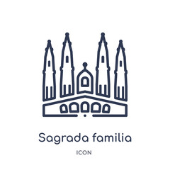 sagrada familia building icon from monuments outline collection. Thin line sagrada familia building icon isolated on white background. - obrazy, fototapety, plakaty