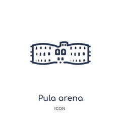 pula arena icon from monuments outline collection. Thin line pula arena icon isolated on white background.