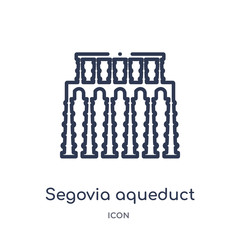 segovia aqueduct icon from monuments outline collection. Thin line segovia aqueduct icon isolated on white background.