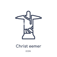 christ eemer icon from monuments outline collection. Thin line christ eemer icon isolated on white background.