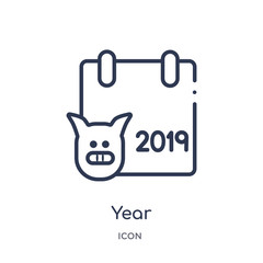 year icon from zodiac outline collection. Thin line year icon isolated on white background.