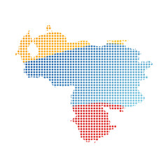 Map of Venezuela with flag. Pointillism style. Vector illustration design
