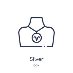silver icon from zodiac outline collection. Thin line silver icon isolated on white background.