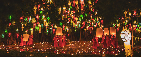 Loy Khratong Monk Ceremony in Chiang Mai, thailand