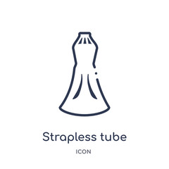 strapless tube dress? icon from woman clothing outline collection. Thin line strapless tube dress? icon isolated on white background.