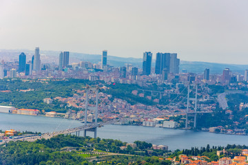 Fototapeta na wymiar Wonderful view to the city of Istanbul from the hill Camlica