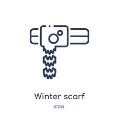 winter scarf icon from winter outline collection. Thin line winter scarf icon isolated on white background.