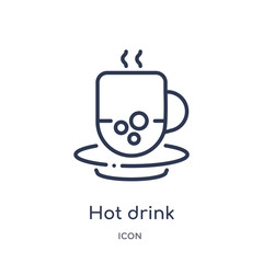 hot drink icon from winter outline collection. Thin line hot drink icon isolated on white background.