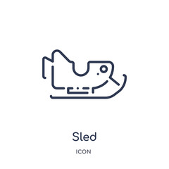 sled icon from winter outline collection. Thin line sled icon isolated on white background.