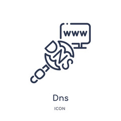 dns icon from web hosting outline collection. Thin line dns icon isolated on white background.