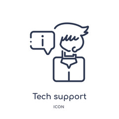 tech support icon from web hosting outline collection. Thin line tech support icon isolated on white background.