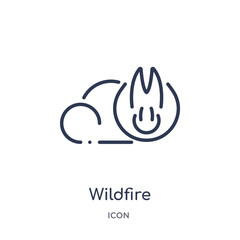 wildfire icon from weather outline collection. Thin line wildfire icon isolated on white background.