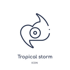 tropical storm icon from weather outline collection. Thin line tropical storm icon isolated on white background.