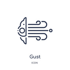 Obraz premium gust icon from weather outline collection. Thin line gust icon isolated on white background.