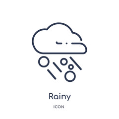 rainy icon from weather outline collection. Thin line rainy icon isolated on white background.