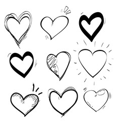 heart doodle set icon vector