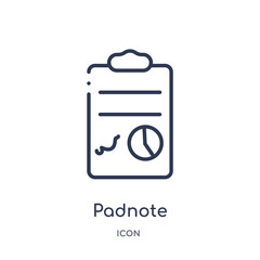 padnote icon from user interface outline collection. Thin line padnote icon isolated on white background.