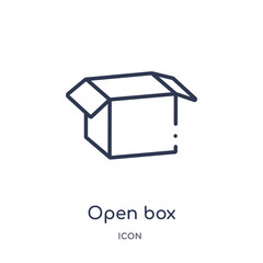 open box icon from user interface outline collection. Thin line open box icon isolated on white background.