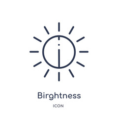 birghtness icon from user interface outline collection. Thin line birghtness icon isolated on white background.