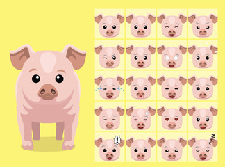 Cute Pig Cartoon Emoticons Vector Illustration